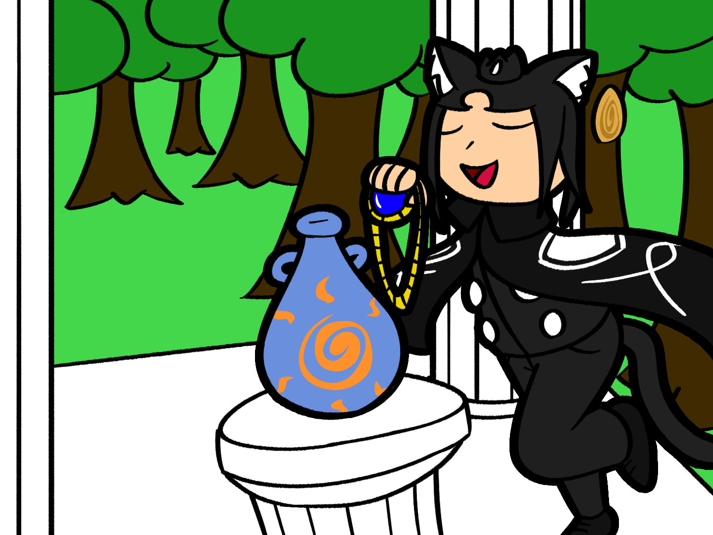 Eclipse pushes the Solar Vase off its podium.