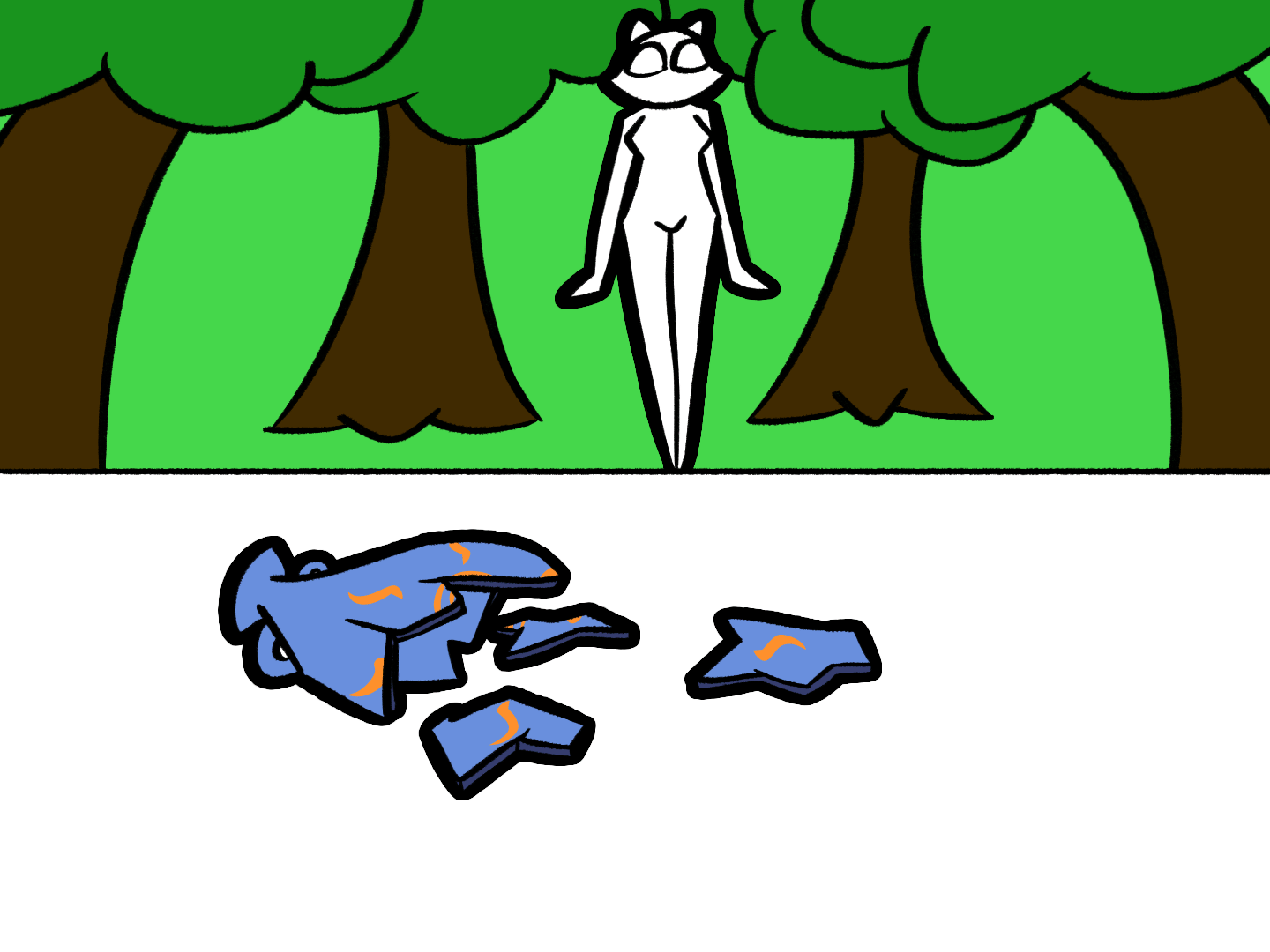 Venus watches with wide eyes as a rip emerges from the shattered vase.